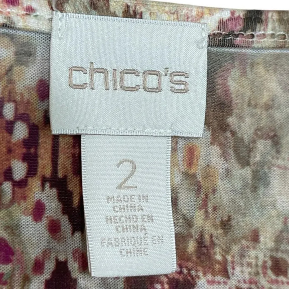 Chico's Size 2 (US L 12) Women's Long Sleeve V Neck Asymmetric Hem  Tunic Top - Picture 4 of 6